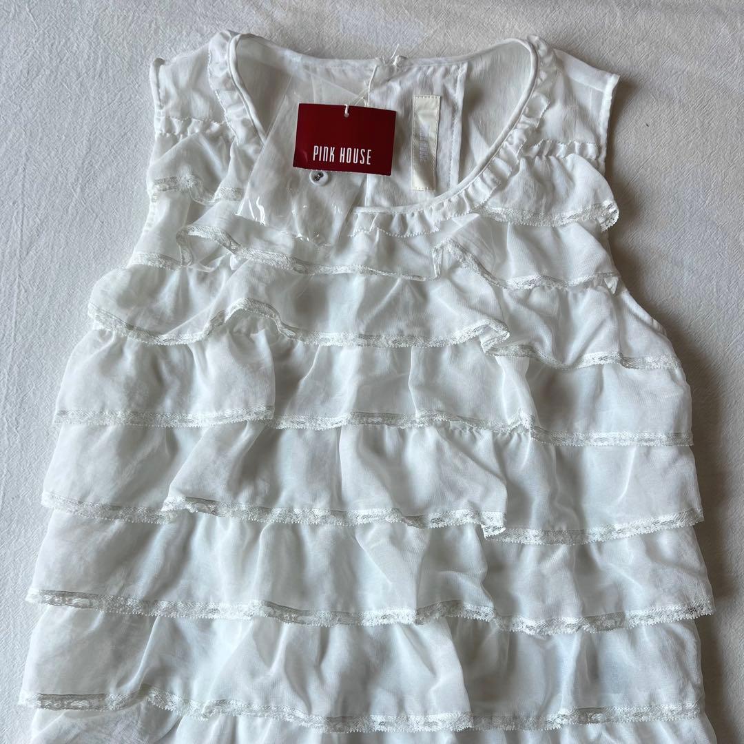 【高級】PINK HOUSE ノースリーブ チュニック フランス製レース フリル