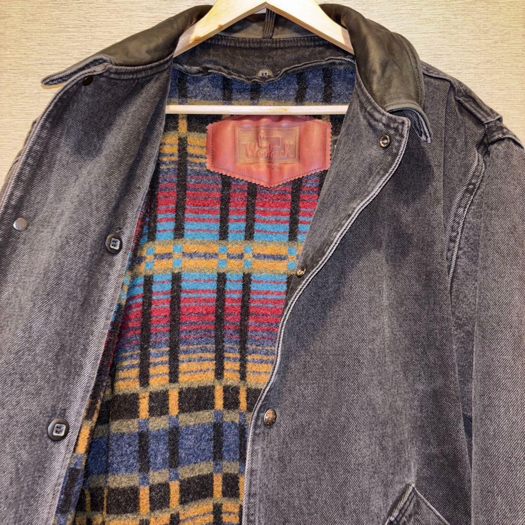 こ*め様 Woolrich レザー ブラックデニム ウールリッチ　BLACK U