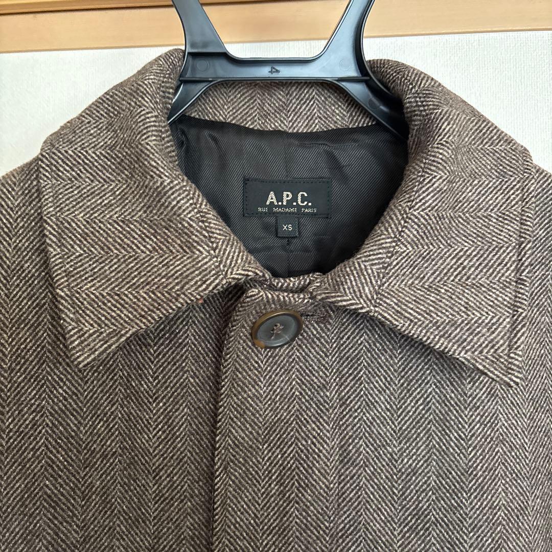 A.P.C. ヘリンボーン柄　ステンカラーコート XS