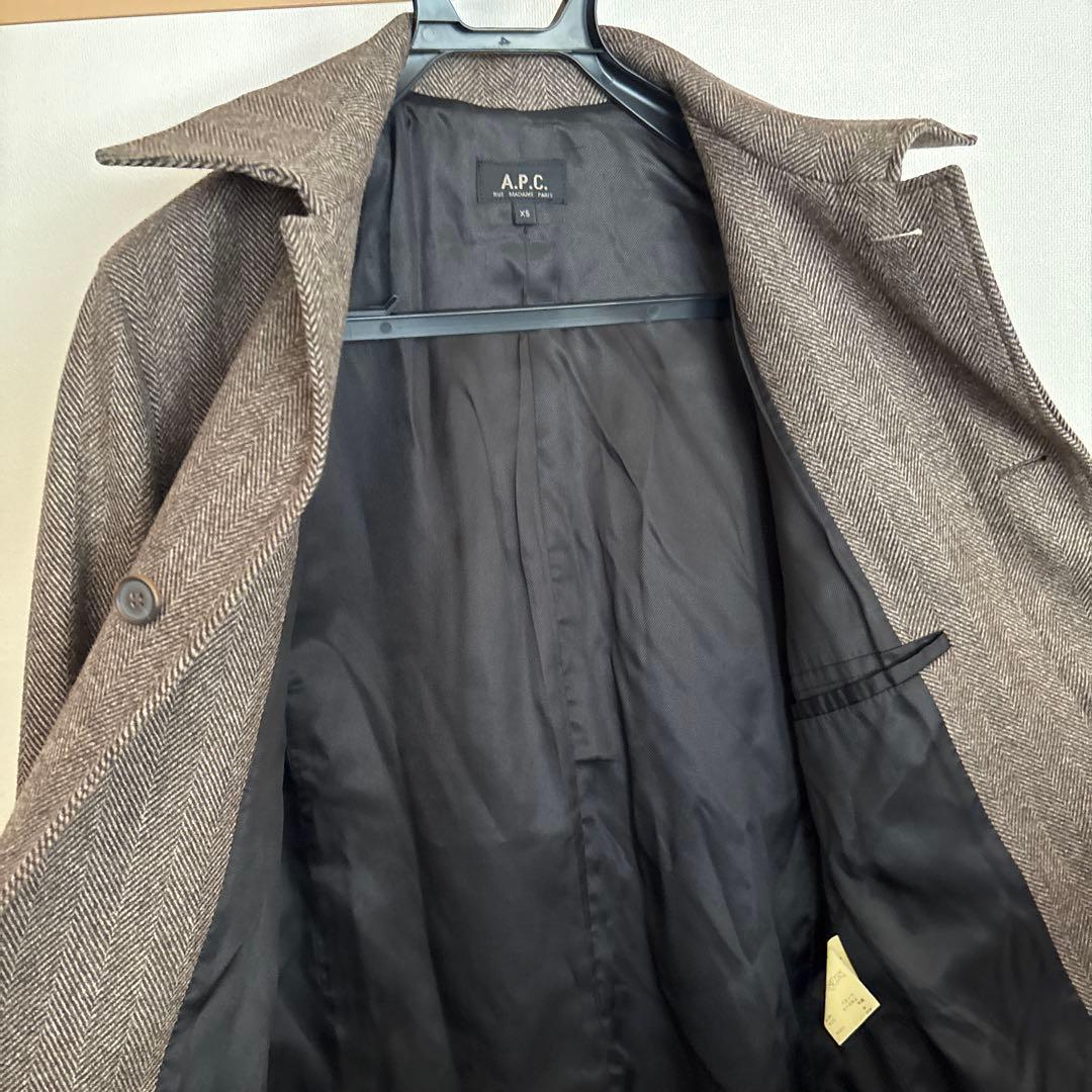 A.P.C. ヘリンボーン柄　ステンカラーコート XS