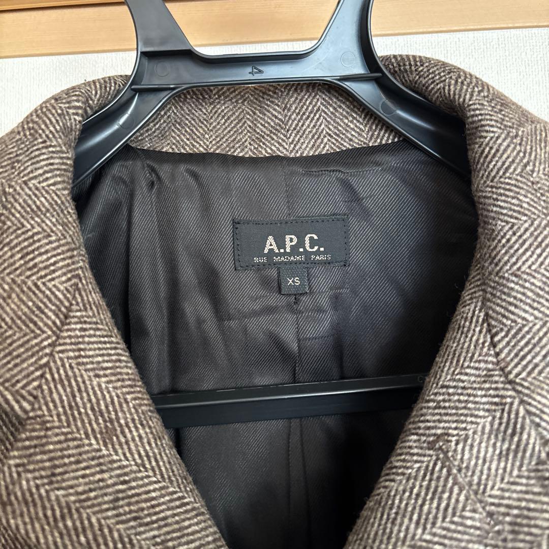 A.P.C. ヘリンボーン柄　ステンカラーコート XS