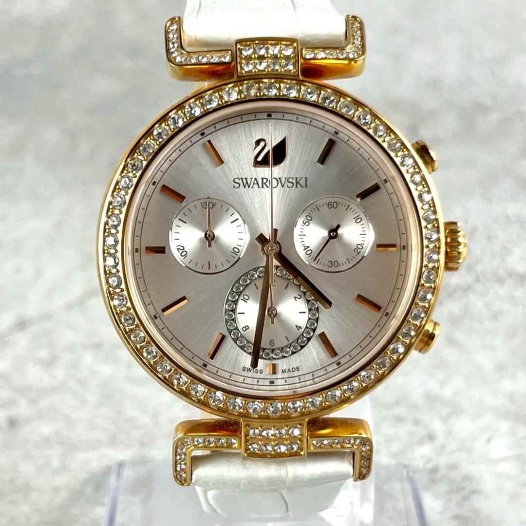 稼働品✨人気 Swarovski スワロフスキー 腕時計 ゴールド クロノグラフ