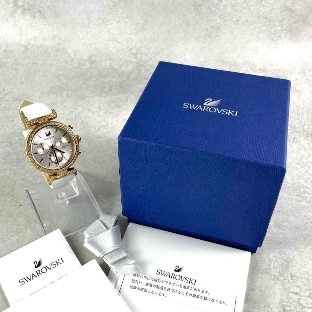 稼働品✨人気 Swarovski スワロフスキー 腕時計 ゴールド クロノグラフ