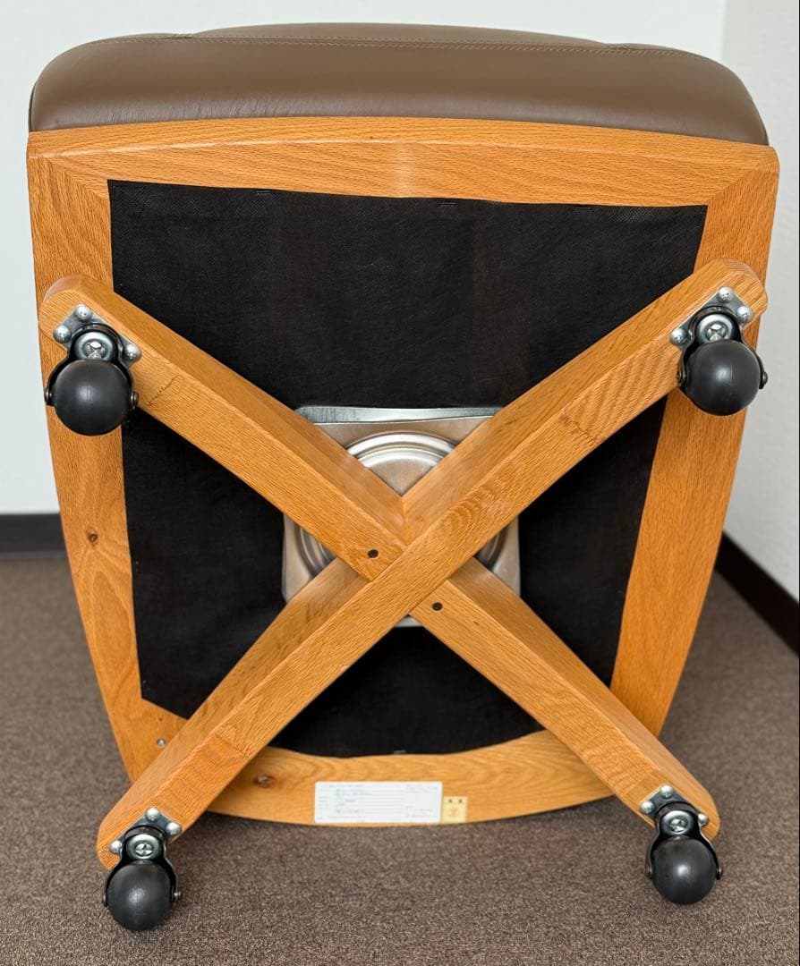 ナガノインテリア 天然木 回転式 ダイニングチェア (キャスター付)1脚