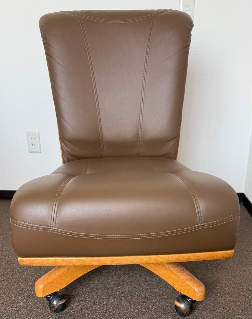 ナガノインテリア 天然木 回転式 ダイニングチェア (キャスター付)1脚