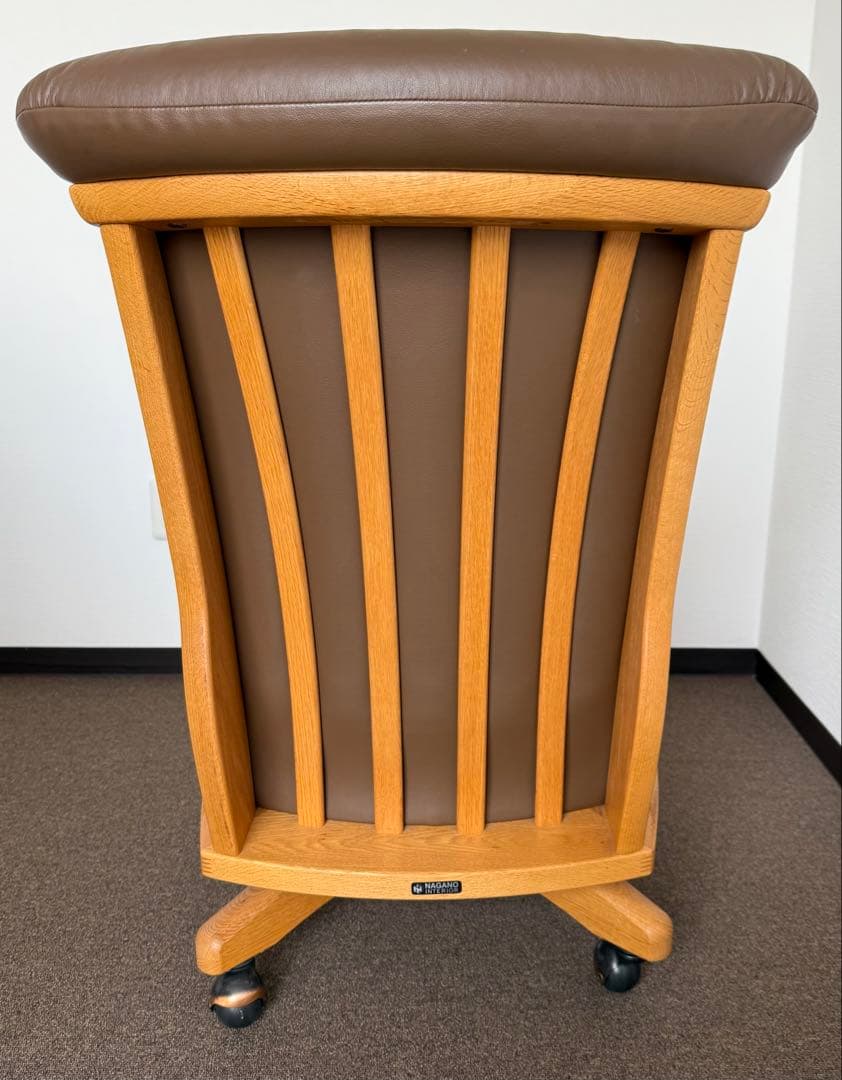 ナガノインテリア 天然木 回転式 ダイニングチェア (キャスター付)1脚