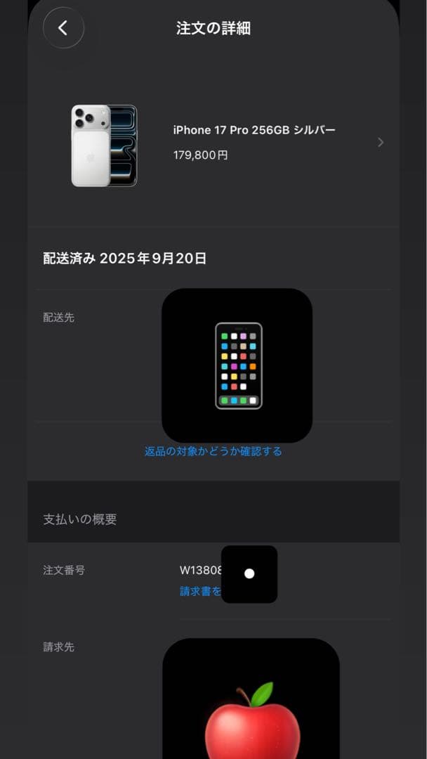 【美品】iPhone 17 Pro シルバー 256GB（純正ケース付き）