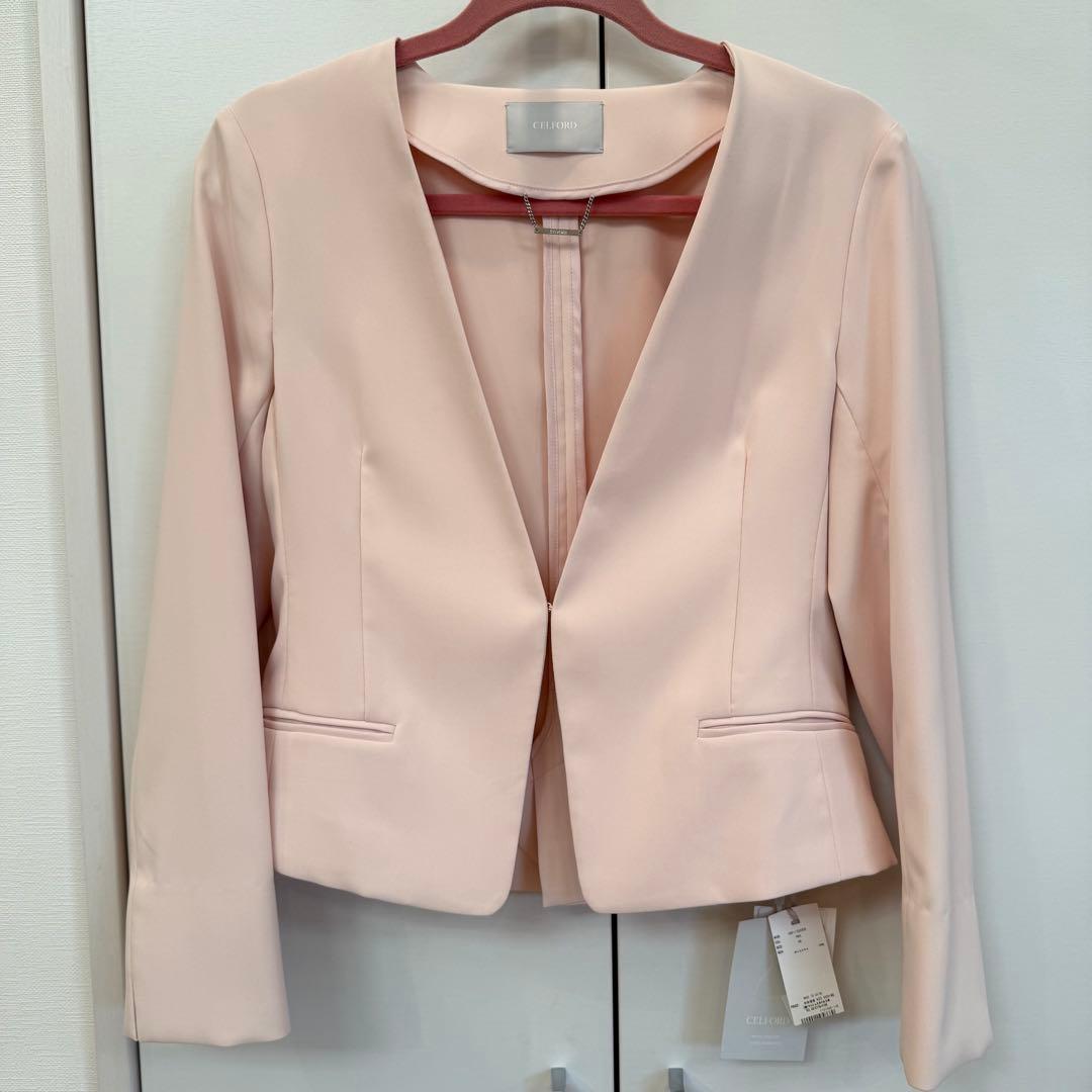 セルフォード ピンク ノーカラージャケット