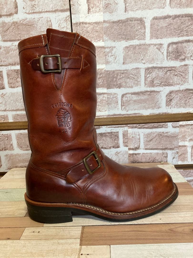 Chippewa黒タグエンジニアブーツコードバン赤茶バーガンディー10E