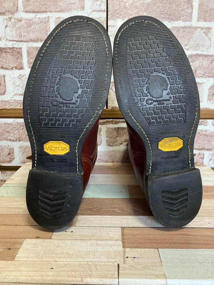 Chippewa黒タグエンジニアブーツコードバン赤茶バーガンディー10E