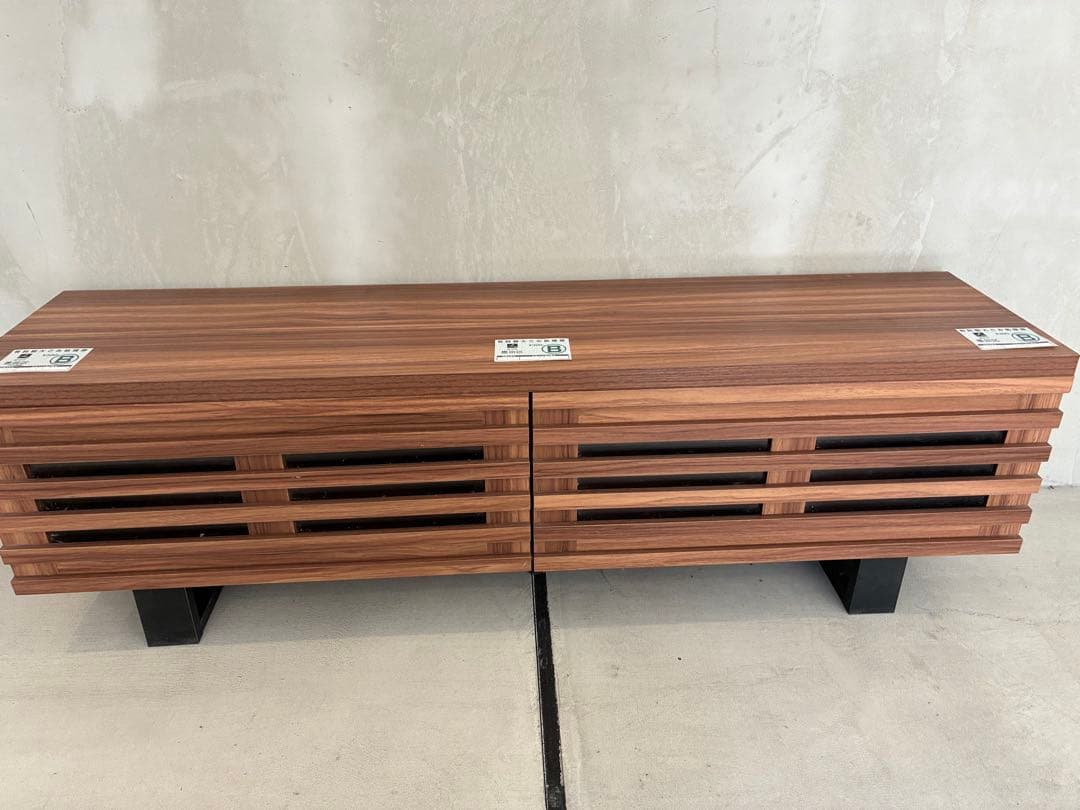 す*ず様 【値下げ可能です】ブラウン木製スラットデザインテレビ台