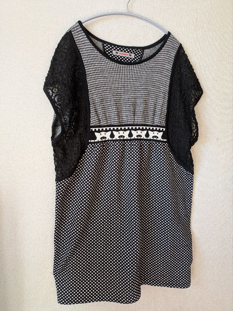 アルベロベロ♥️ノースリーブ チュニック ブラック/ホワイト