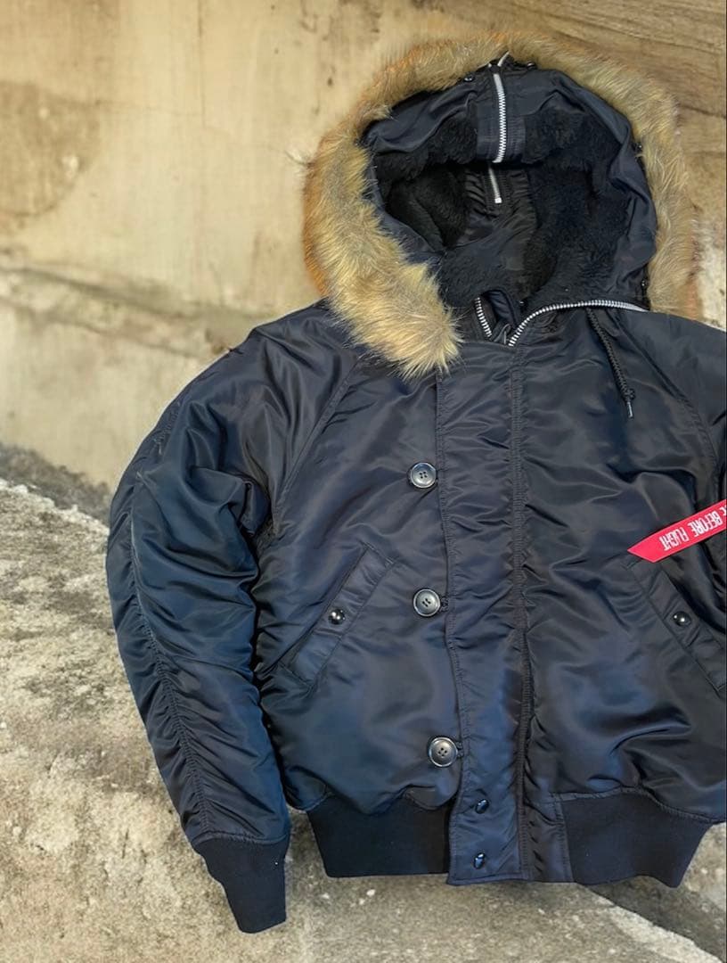 ALPHA N-2B フライトジャケット M 黒 ファー着脱可能 アルファ