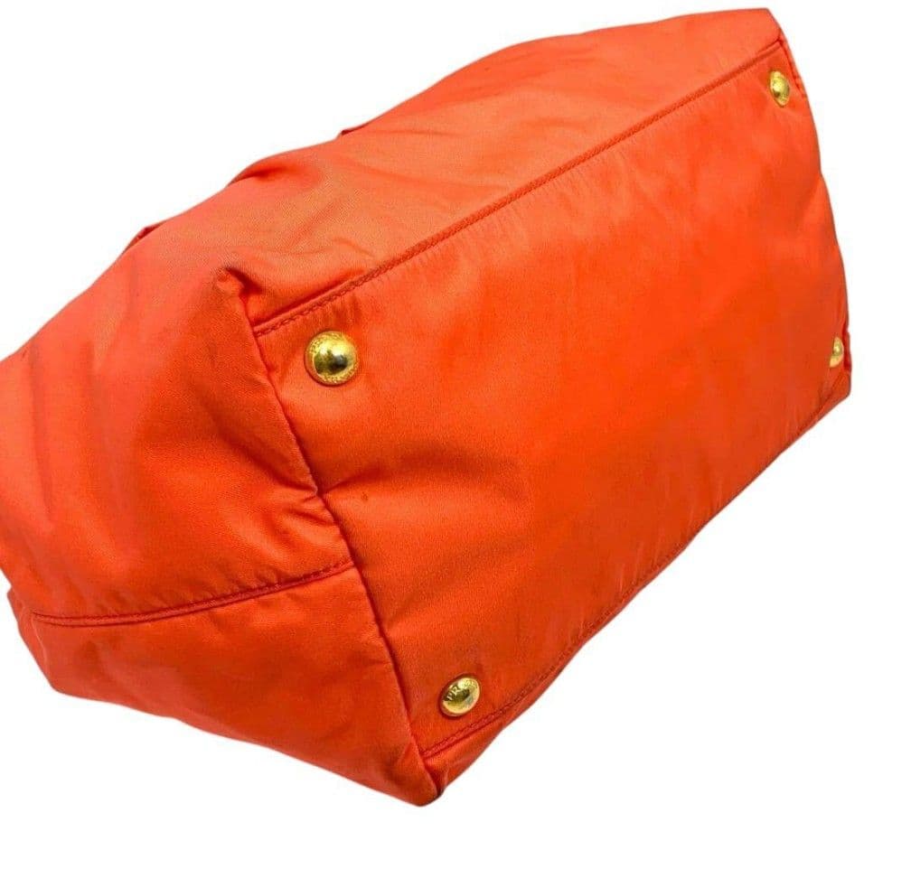 プラダ PRADA トートバッグ リボン テスート ナイロン オレンジ 美品