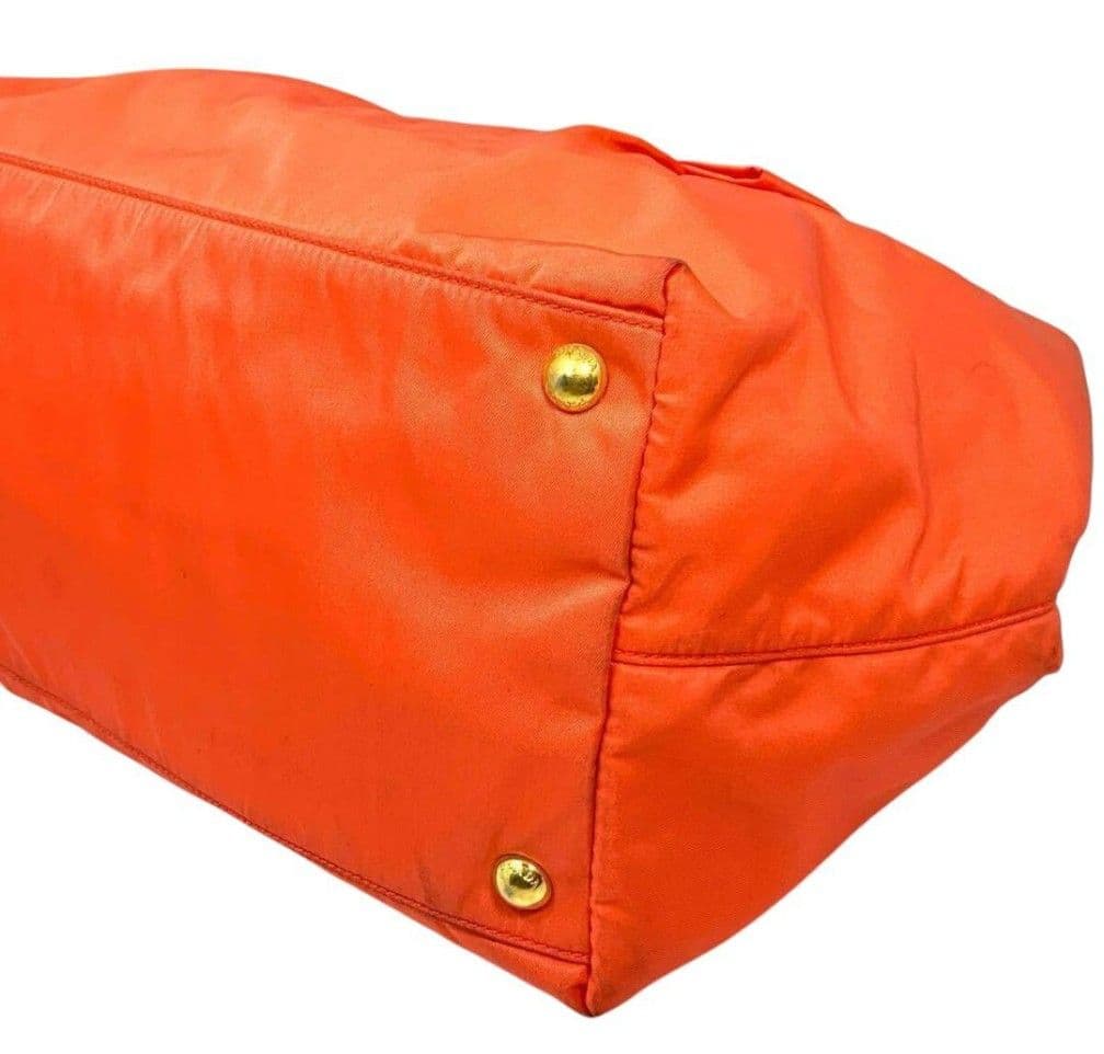 プラダ PRADA トートバッグ リボン テスート ナイロン オレンジ 美品