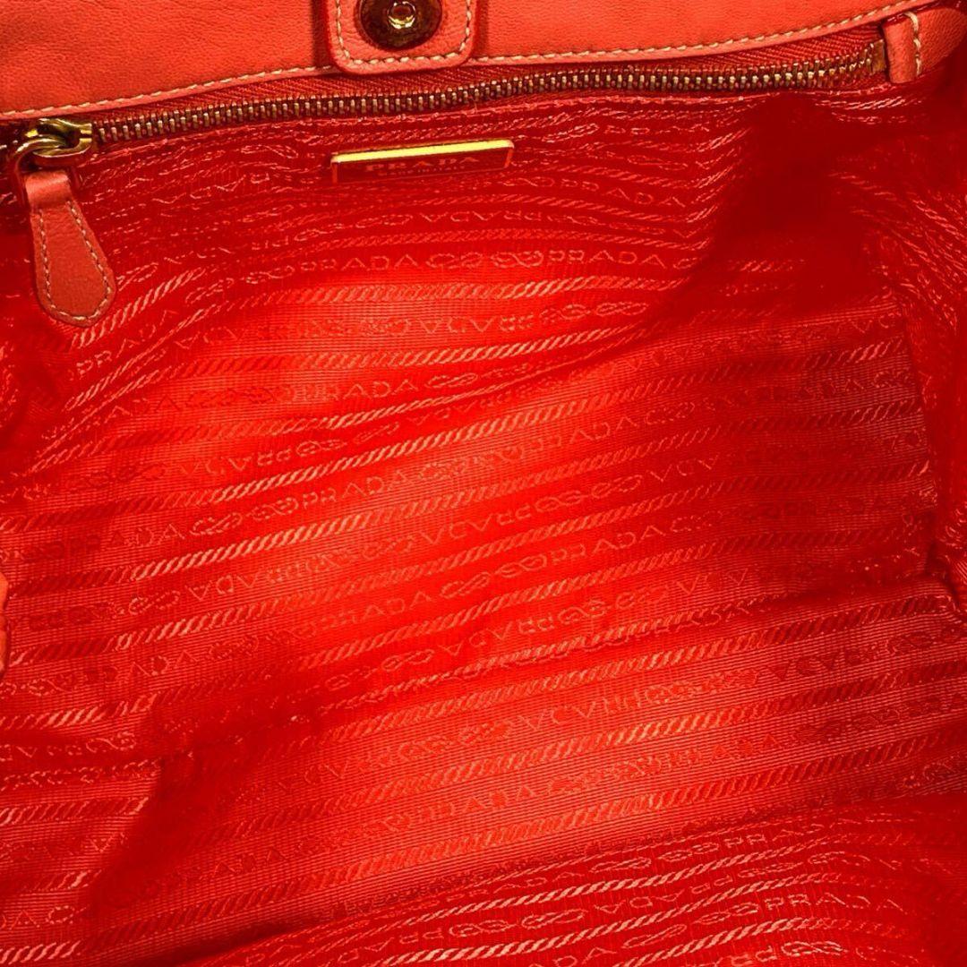 プラダ PRADA トートバッグ リボン テスート ナイロン オレンジ 美品