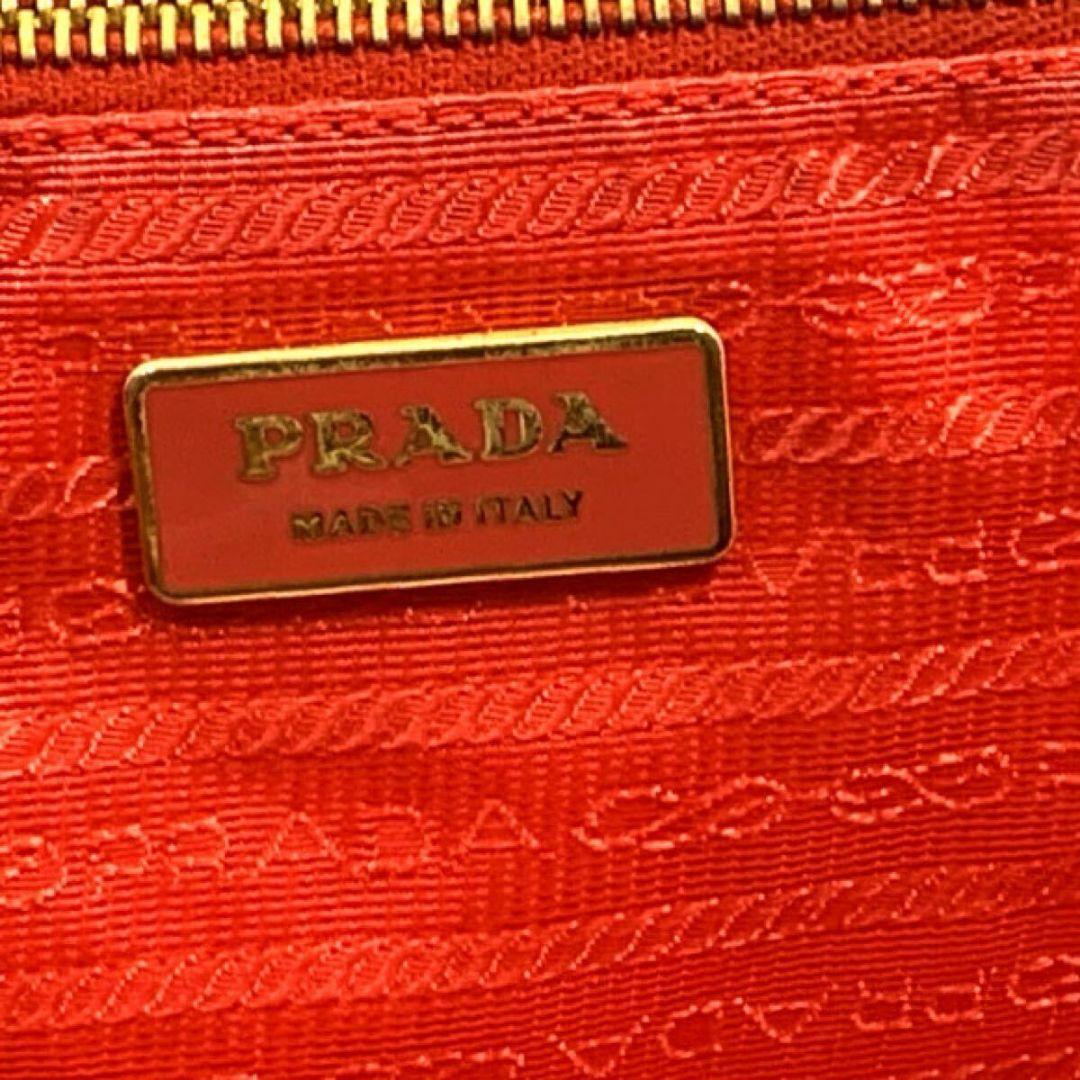 プラダ PRADA トートバッグ リボン テスート ナイロン オレンジ 美品