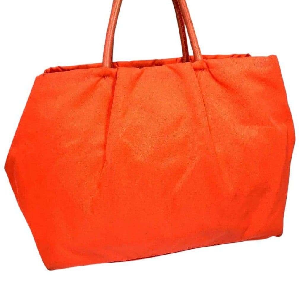 プラダ PRADA トートバッグ リボン テスート ナイロン オレンジ 美品