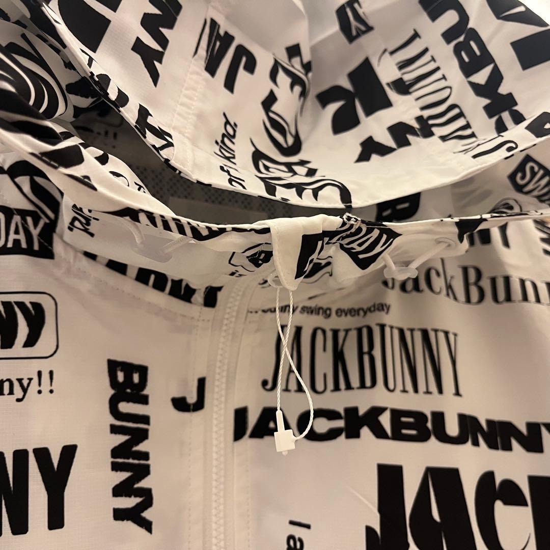 新品★24,200円 ジャックバニー フルジップフーディブルゾン ロゴ総柄 白L