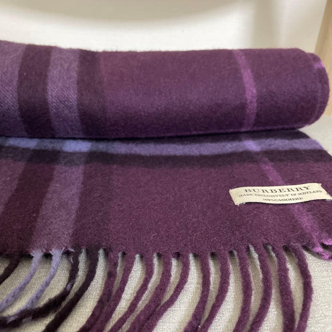Burberry 100%カシミヤ　紫マフラー