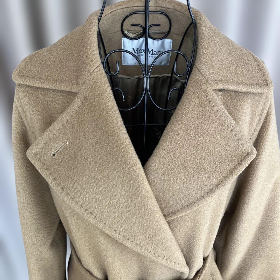 極美品MaxMaraマニュエラ ロングコート白タグキャメル100 XS 34