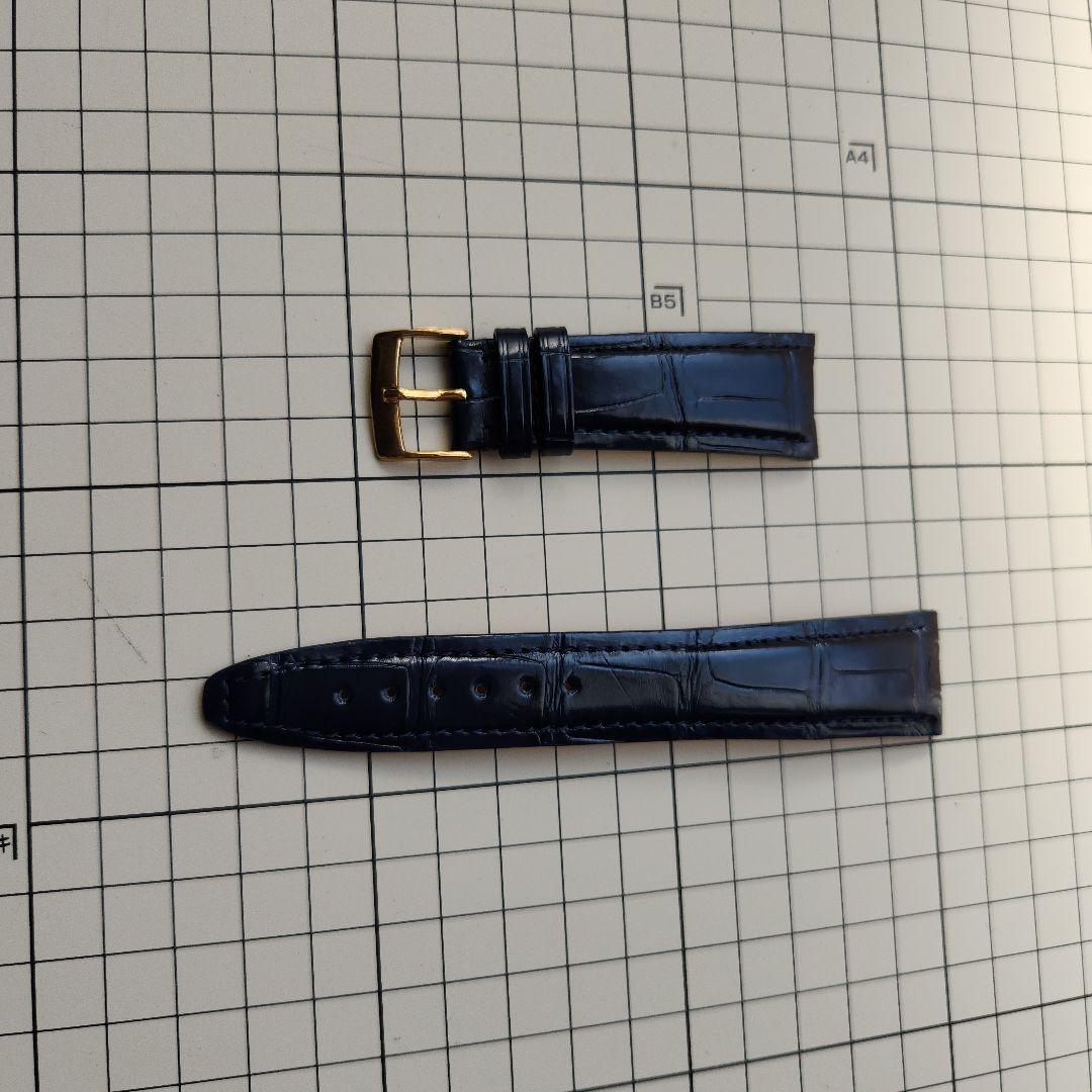 ジャンルソー 時計ベルト ネイビークロコ 22mm Dバックルセット