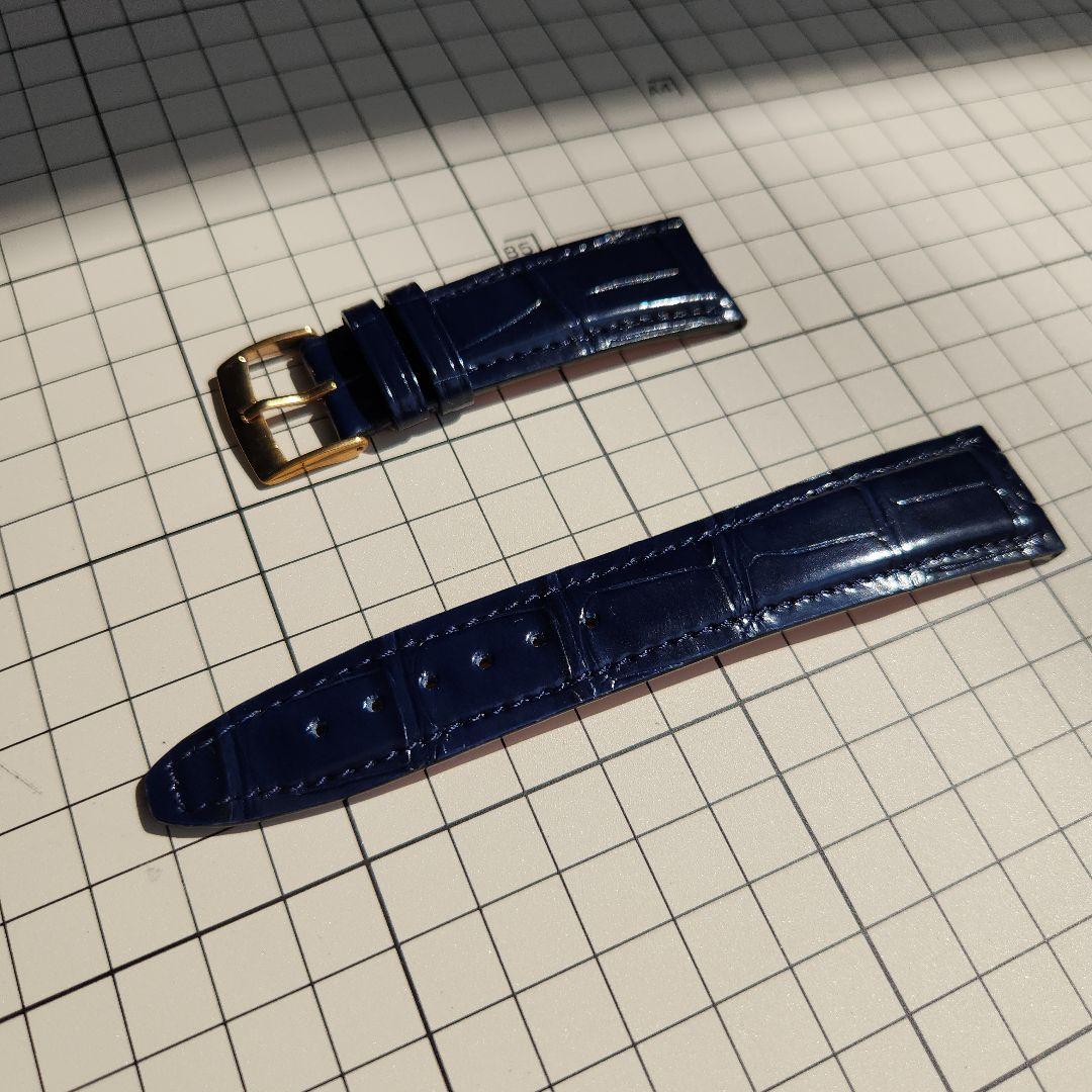 ジャンルソー 時計ベルト ネイビークロコ 22mm Dバックルセット
