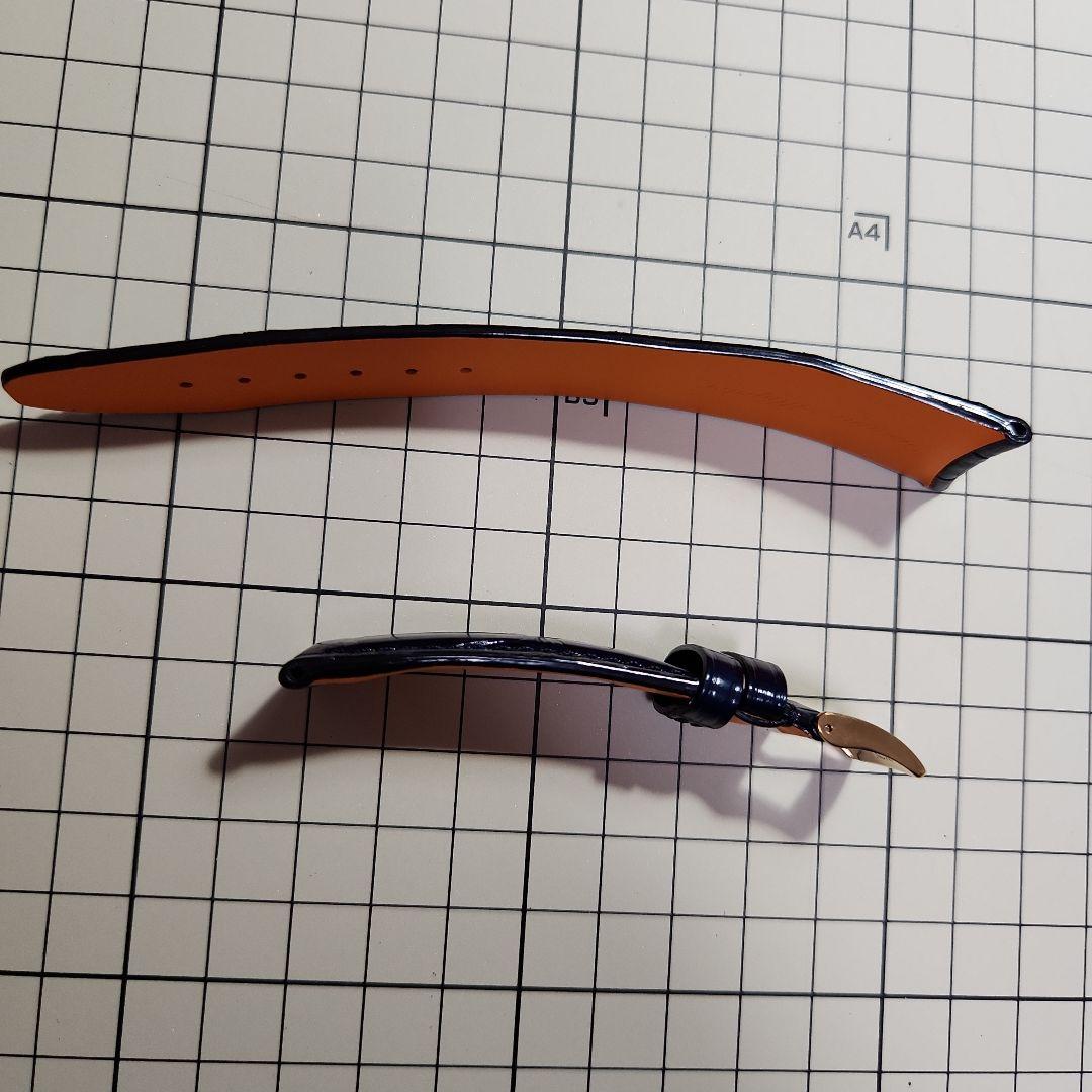 ジャンルソー 時計ベルト ネイビークロコ 22mm Dバックルセット