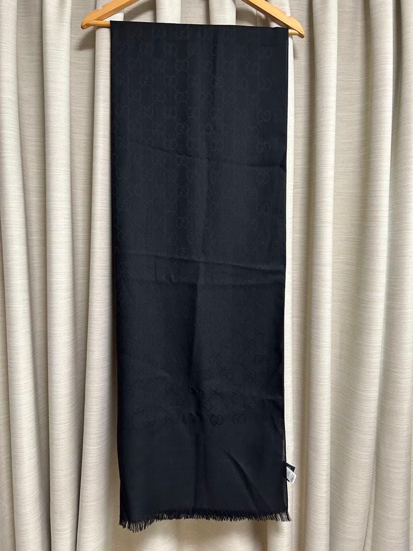 GUCCI GG柄 ストール 大判 ブラック