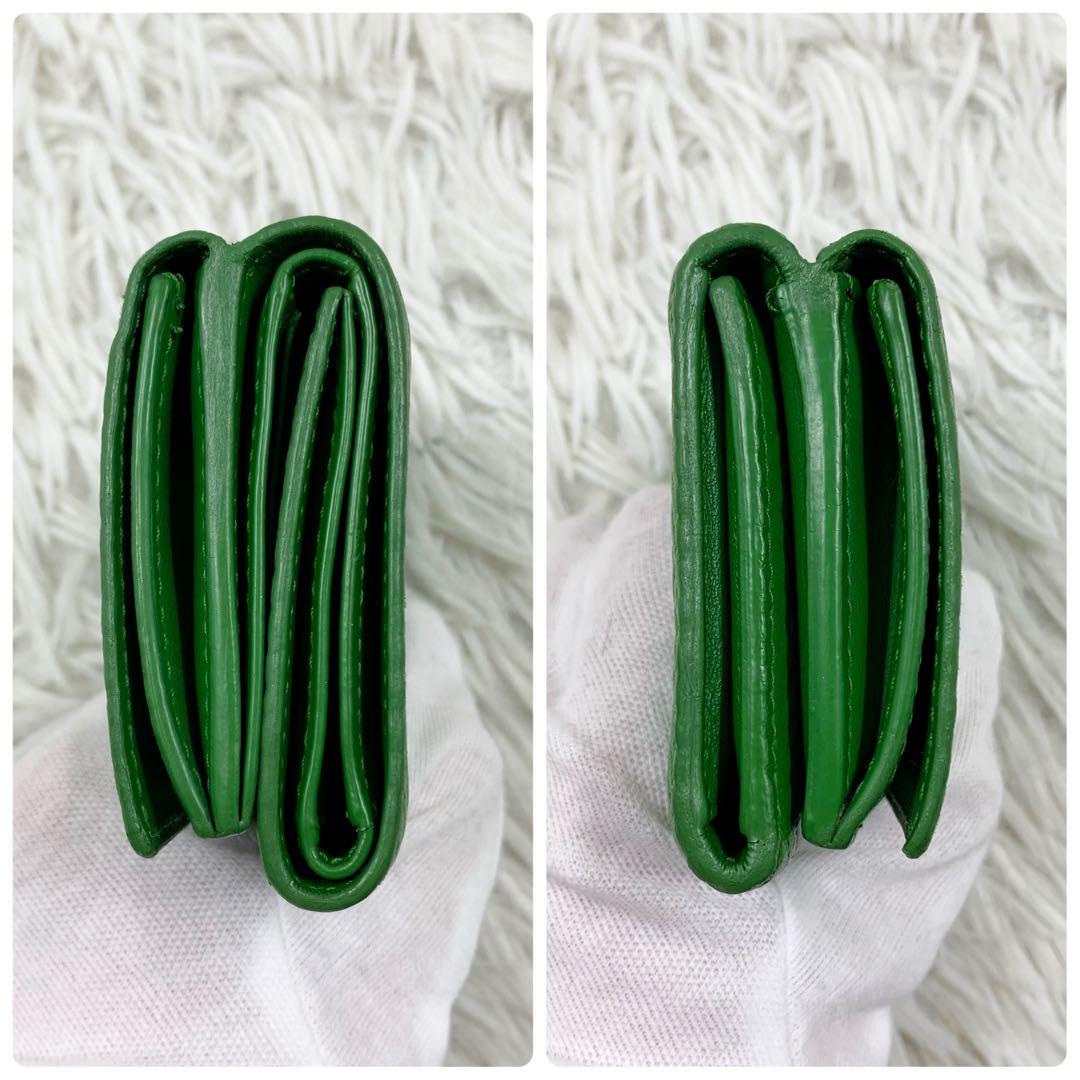 【✨美品✨】ボッテガヴェネタ 三つ折り財布 デボス イントレチャート パラキート