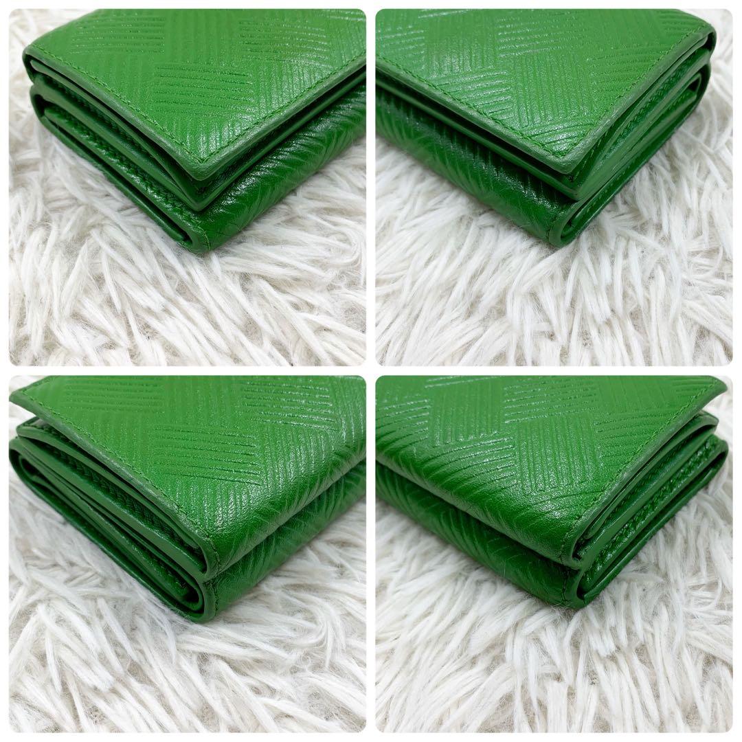 【✨美品✨】ボッテガヴェネタ 三つ折り財布 デボス イントレチャート パラキート