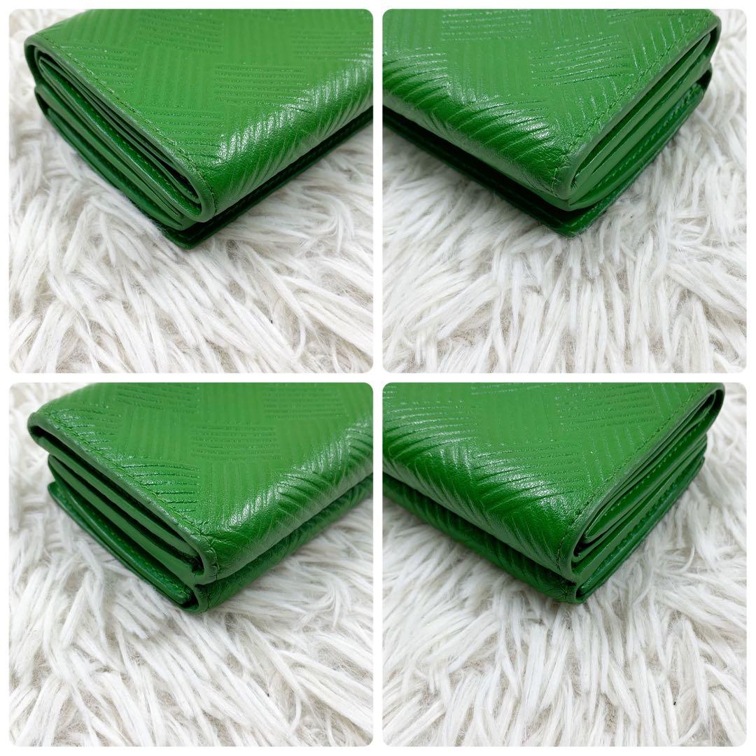 【✨美品✨】ボッテガヴェネタ 三つ折り財布 デボス イントレチャート パラキート