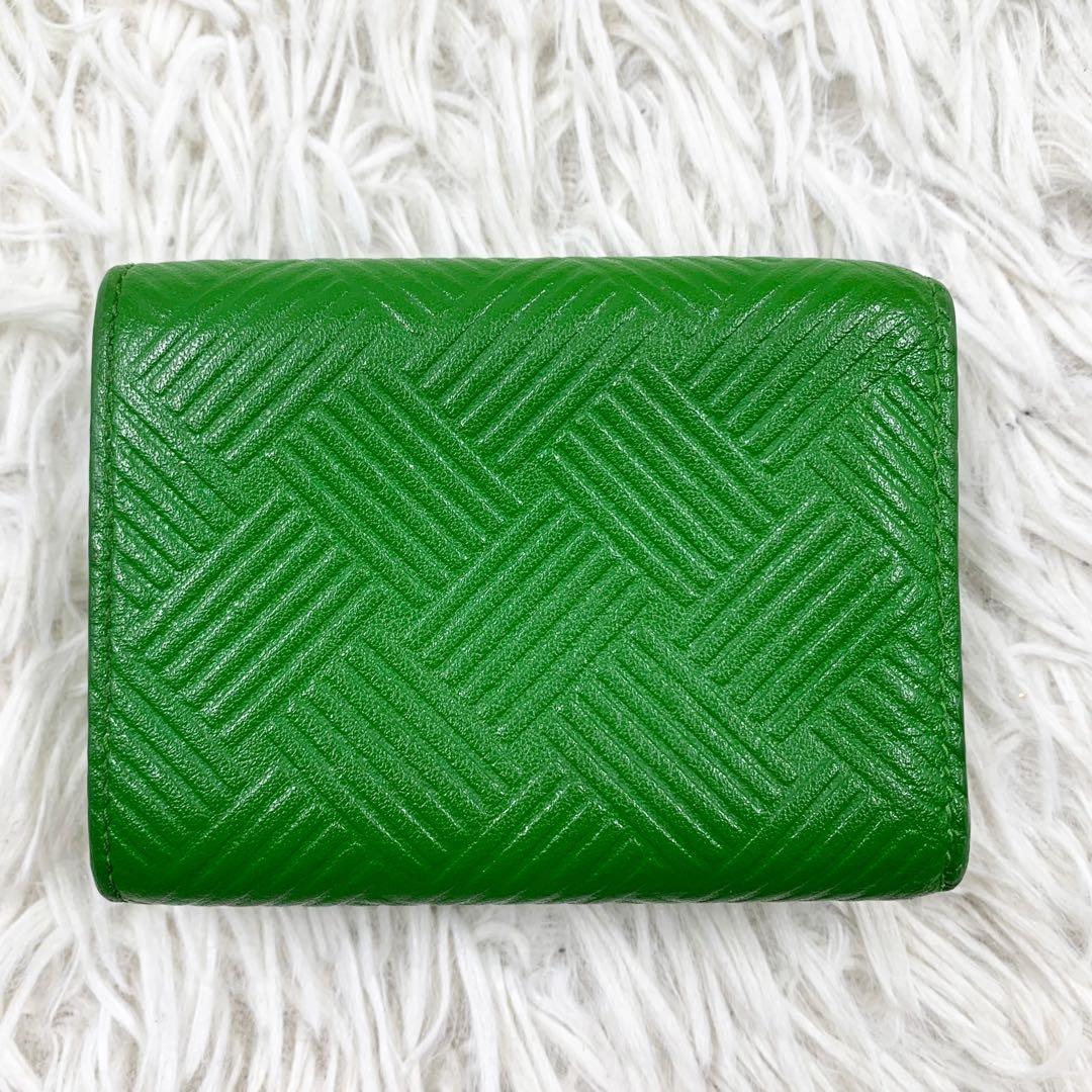 【✨美品✨】ボッテガヴェネタ 三つ折り財布 デボス イントレチャート パラキート