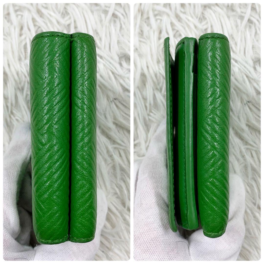 【✨美品✨】ボッテガヴェネタ 三つ折り財布 デボス イントレチャート パラキート