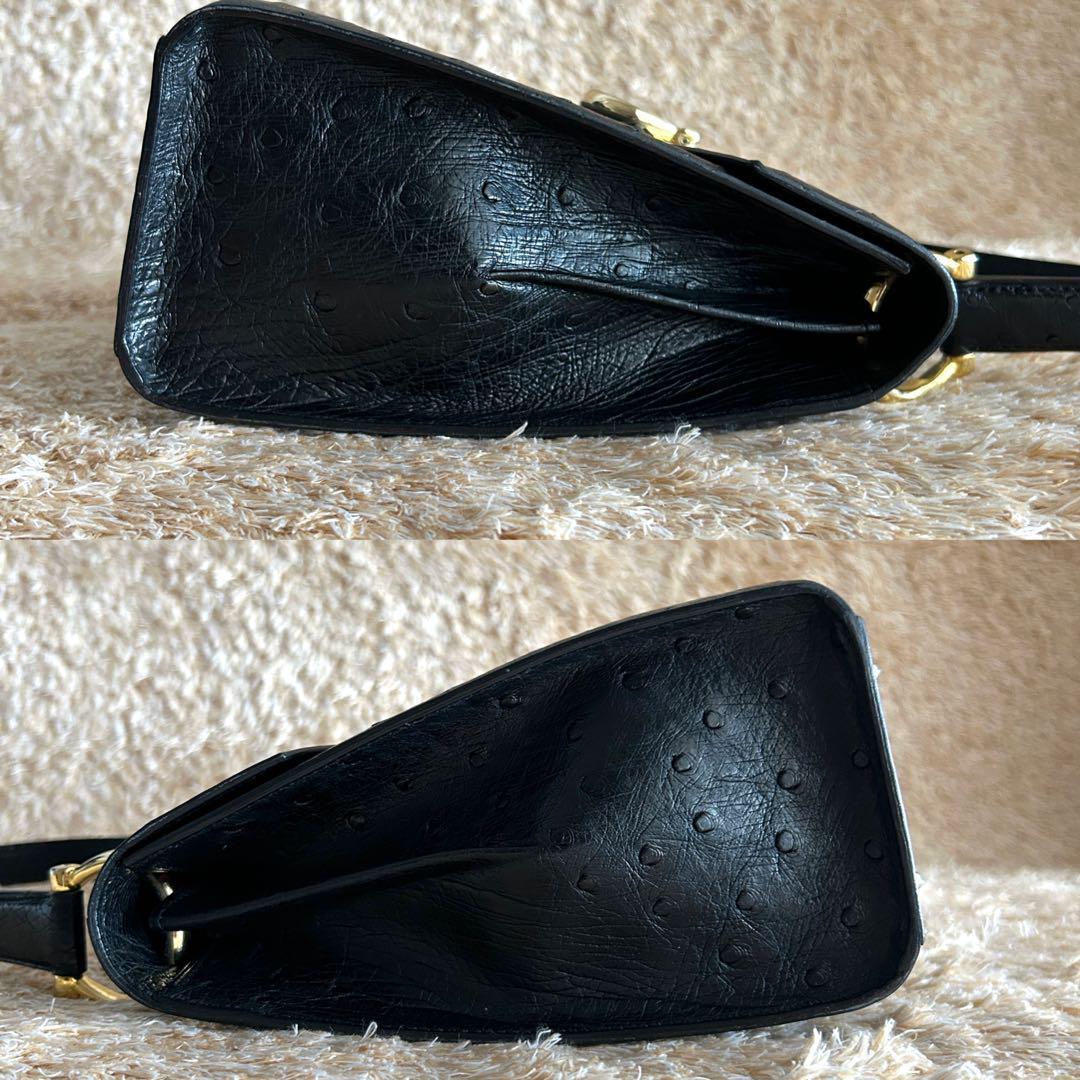 美品✨ セリーヌ オーストリッチ ワンハンドル ショルダーバッグ ブラック