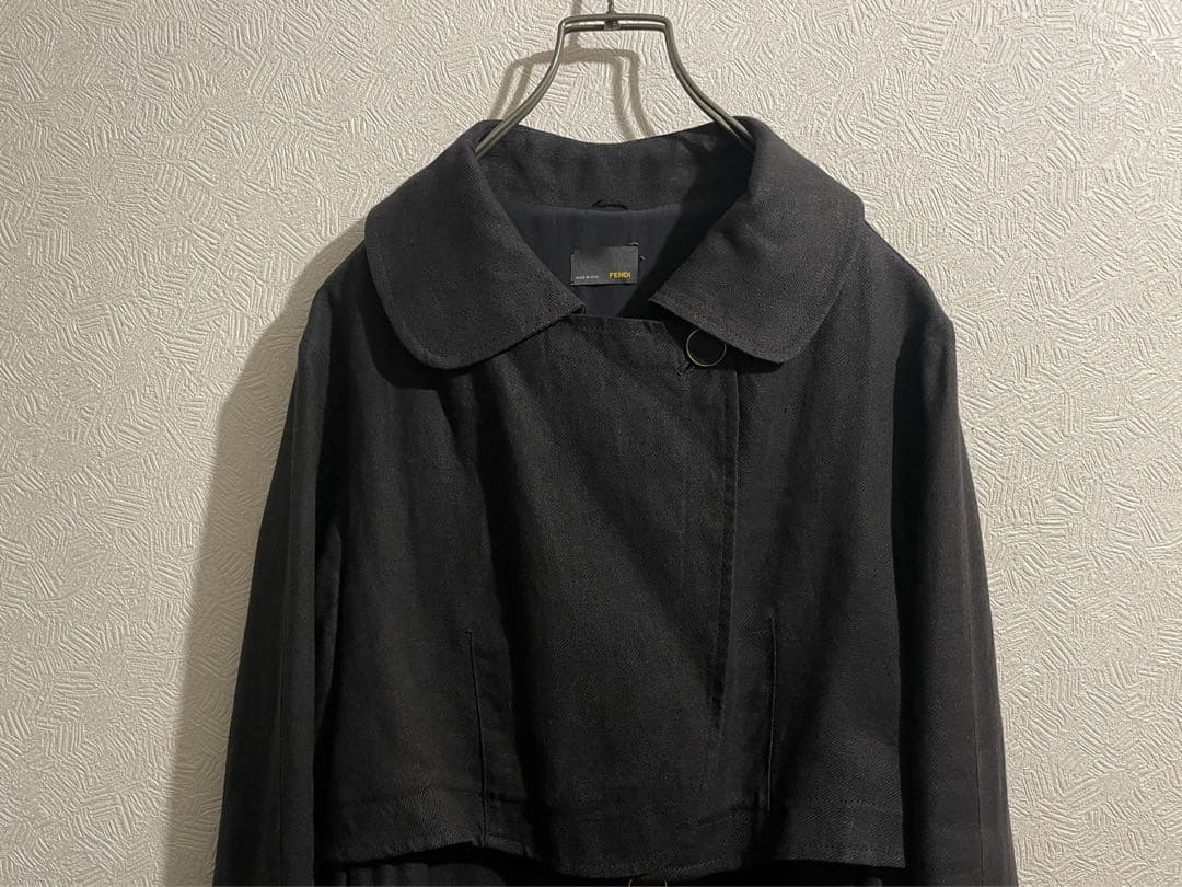 イタリア製 FENDI リネン トレンチ コート / フェンディ フレア