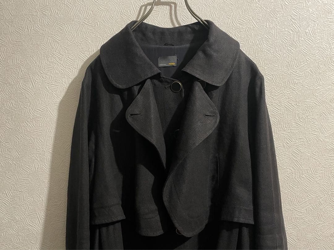 イタリア製 FENDI リネン トレンチ コート / フェンディ フレア