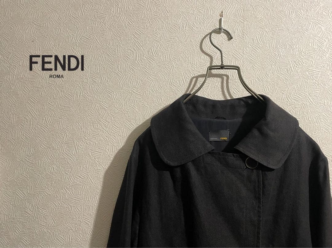 イタリア製 FENDI リネン トレンチ コート / フェンディ フレア