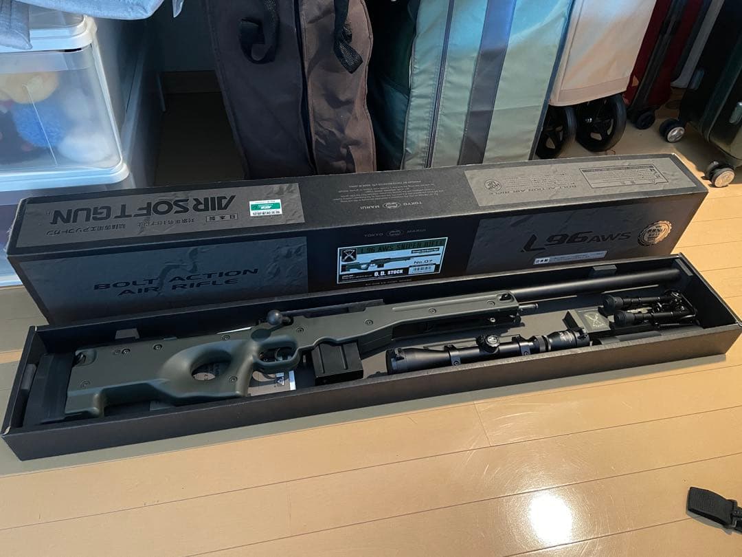 東京マルイ　L96 オリーブドラブ　スコープ、バイポッド、サイレンサー付き