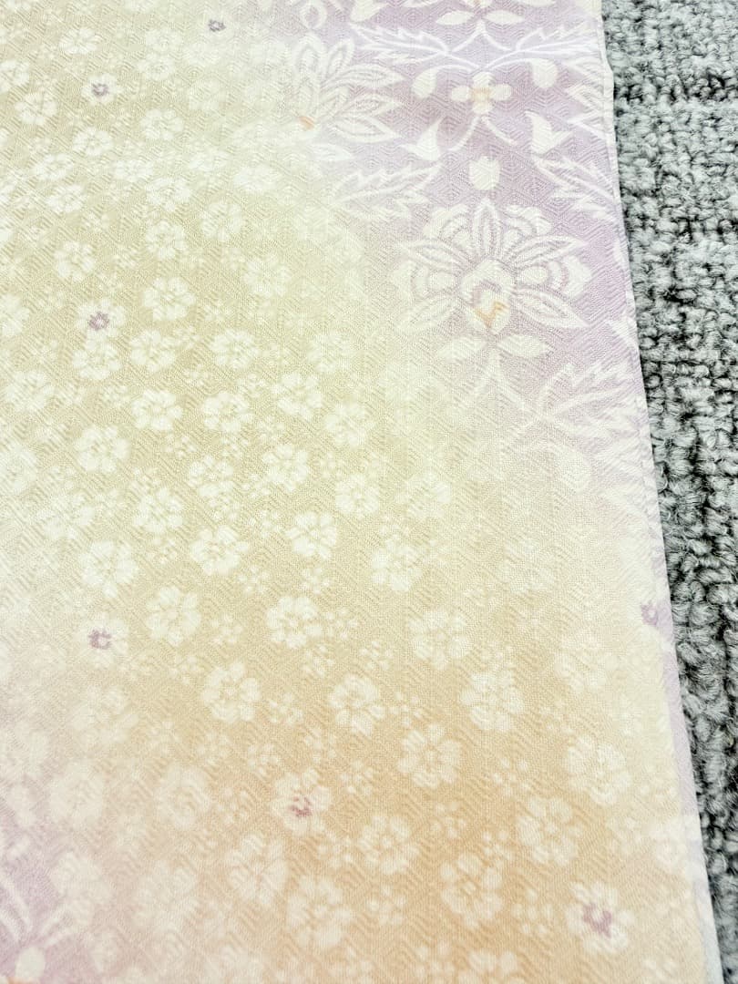 未使用品 高級 小紋 洗える着物 パステルカラー ポリエステル