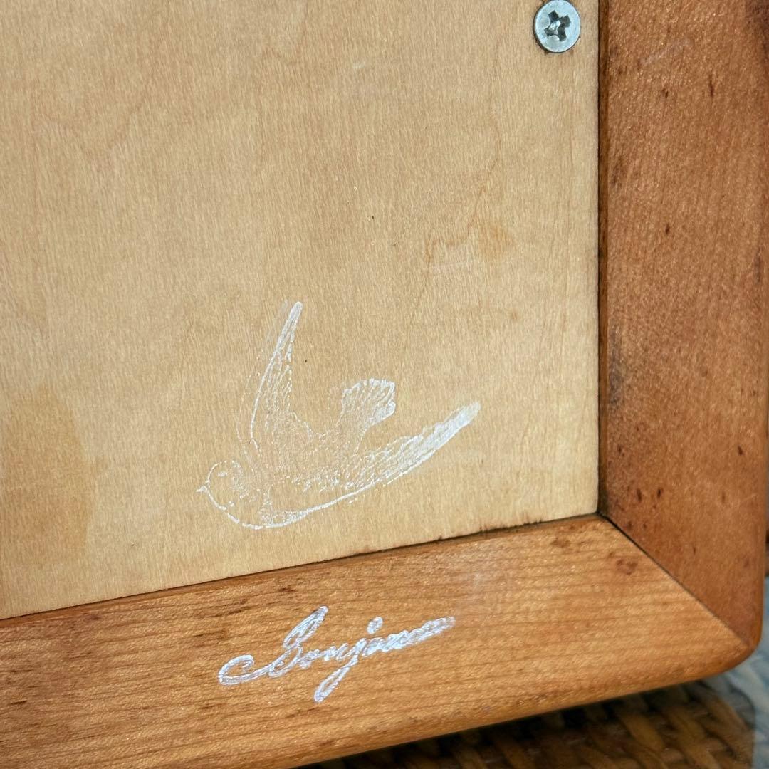 【 アンティーク】木製フレームミラー 長方形 北欧ナチュラル 68×52cm