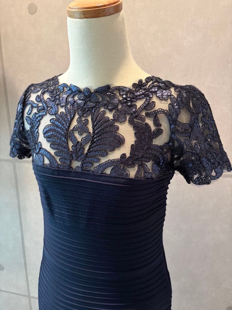 TADASHI SHOJI タダシショージ　ネイビー レース袖 ドレス謝恩会