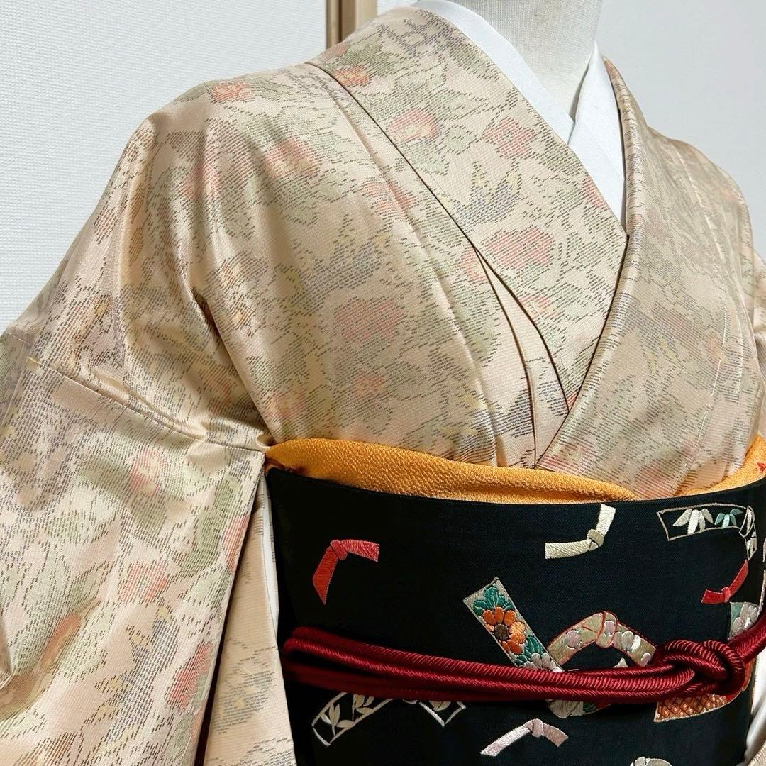 ひ*こ様 未使用　新品　美品　袷　大島紬　白紬　小紋　フルセット　身丈155.5