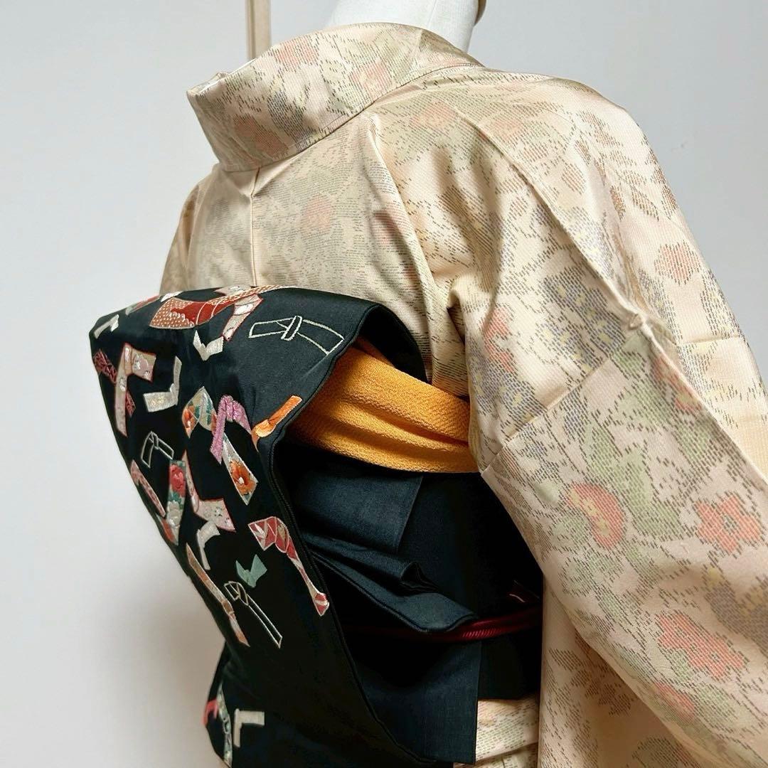 ひ*こ様 未使用　新品　美品　袷　大島紬　白紬　小紋　フルセット　身丈155.5