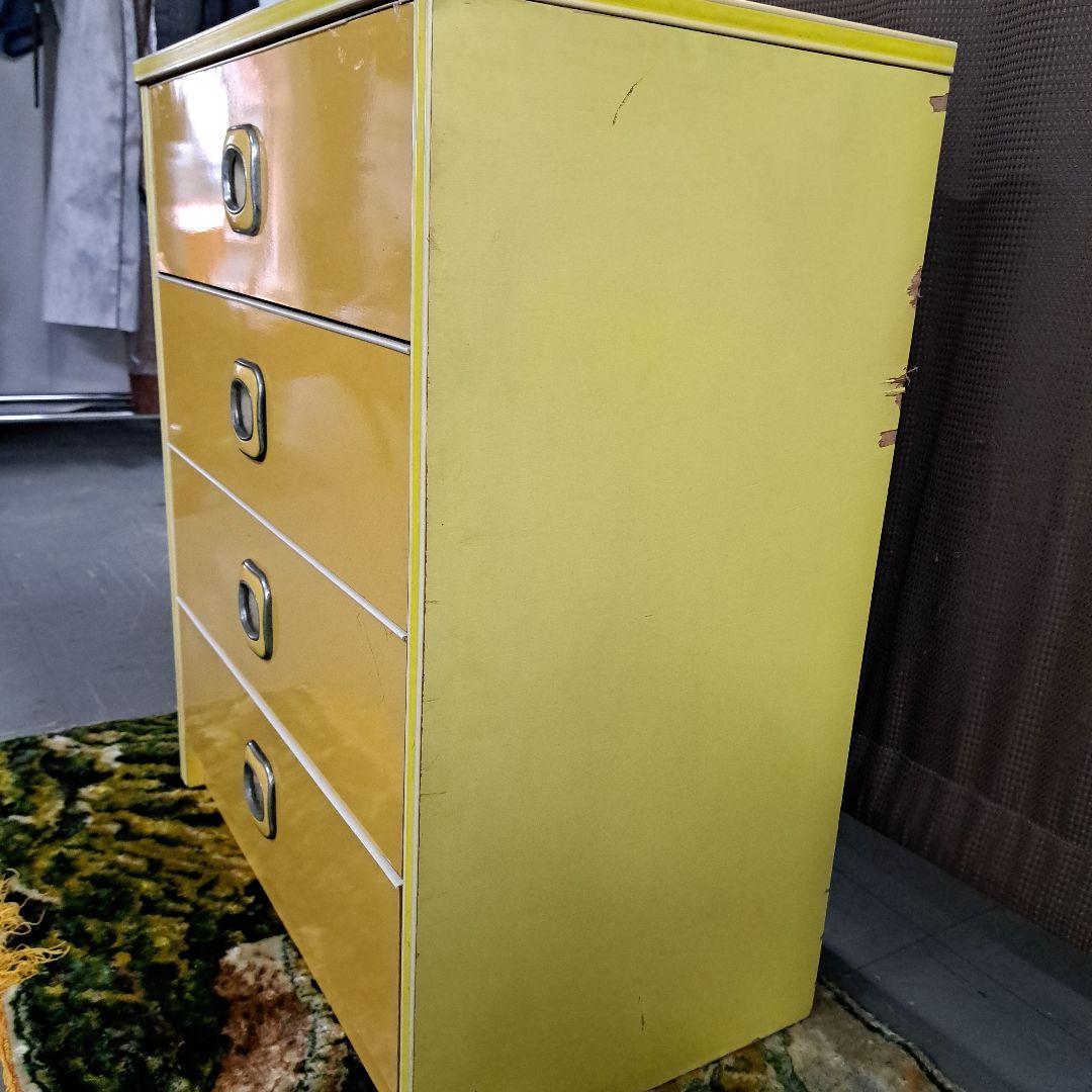 ♡昭和レトロポップ　黄色４段チェスト タンス♡