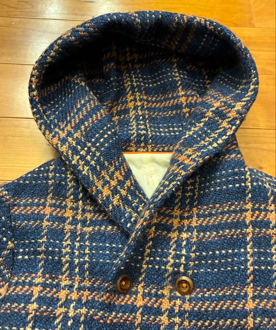 高級　VM　ヴーム　ダブルブレスト フード付き コート　パーカー　レザー　S