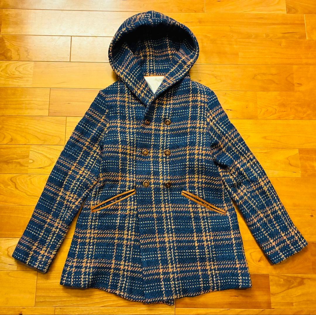 高級　VM　ヴーム　ダブルブレスト フード付き コート　パーカー　レザー　S