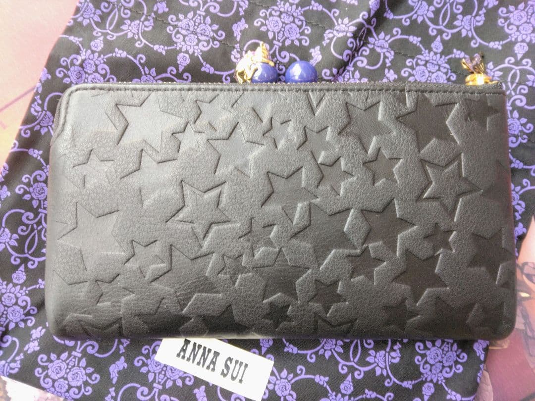新品 アナスイ 猫 長財布 がま口 プレイングキャット 巾着付 ANNA SUI
