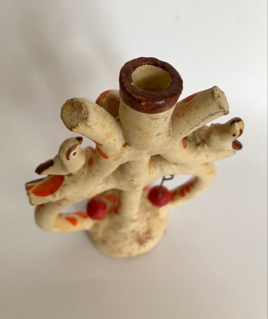 メキシコ民藝 生命の樹 ツリーオブライフ 燭台 オレンジ