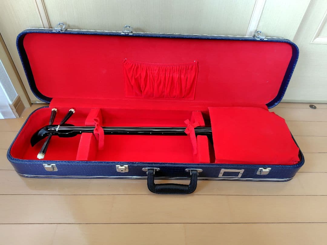 三線本体 人工皮革 蛇皮模様 ハードケース付き